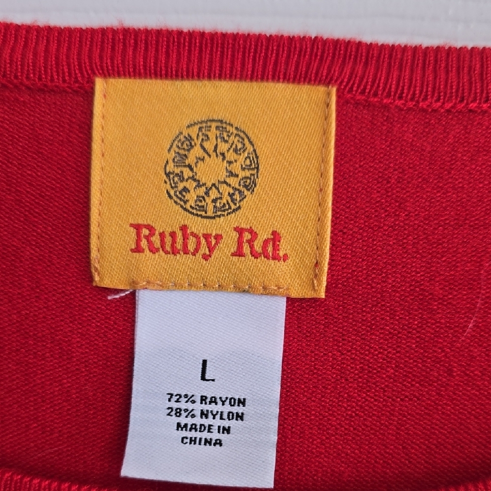 Ruby Rd. Red Crewneck Knit Top - Picture 2 of 5